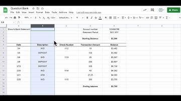 Google Sheet Bank Statements, Gridlines and IF formulas