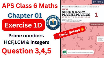 Exercise 1D Question 3,4 and 5 Fully Solved | APS Maths 6 |  How to Add and Subtract Integers