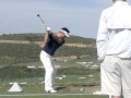 Y e yang  golf swing with hybrid slow motion down the line