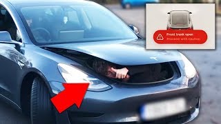 Can you drive a Tesla Model 3 with a Human in the frunk?