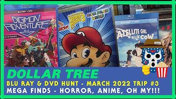 DOLLAR TREE MARCH 2022 Search Store #3 Blu Ray and DVD - MEGA FINDS of Anime, Horror & Movie Sets