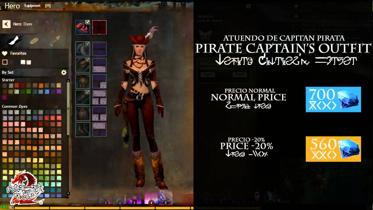 Guild Wars 2: Outfits - Pirate Captain's Outfit - Atuendo de Capitán Pirata (Human Female)