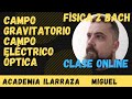 clase online. 2 bach ebau física campo gravitatorio, eléctrico y óptica