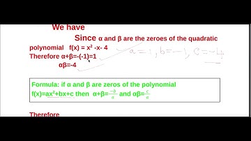If α and β are the zeroes of the quadratic polynomial f(x) = x2-x- 4, find the value of 1/α +1/β –αβ