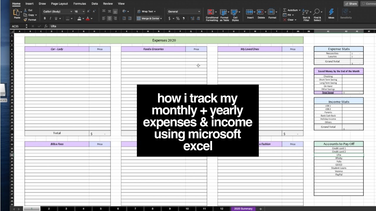 how i track my yearly monthly expenses amp income using microsoft yearly income