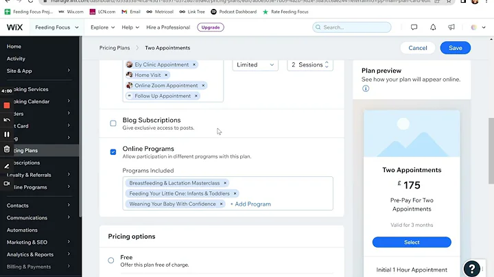 Wix Tutorial   Adjusting Pricing Plans, Packages & Memberships