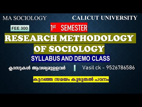 RESEARCH METHODOLOGY OF SOCIOLOGY - 9526786586 - MA SOCIOLOGY 1SEM