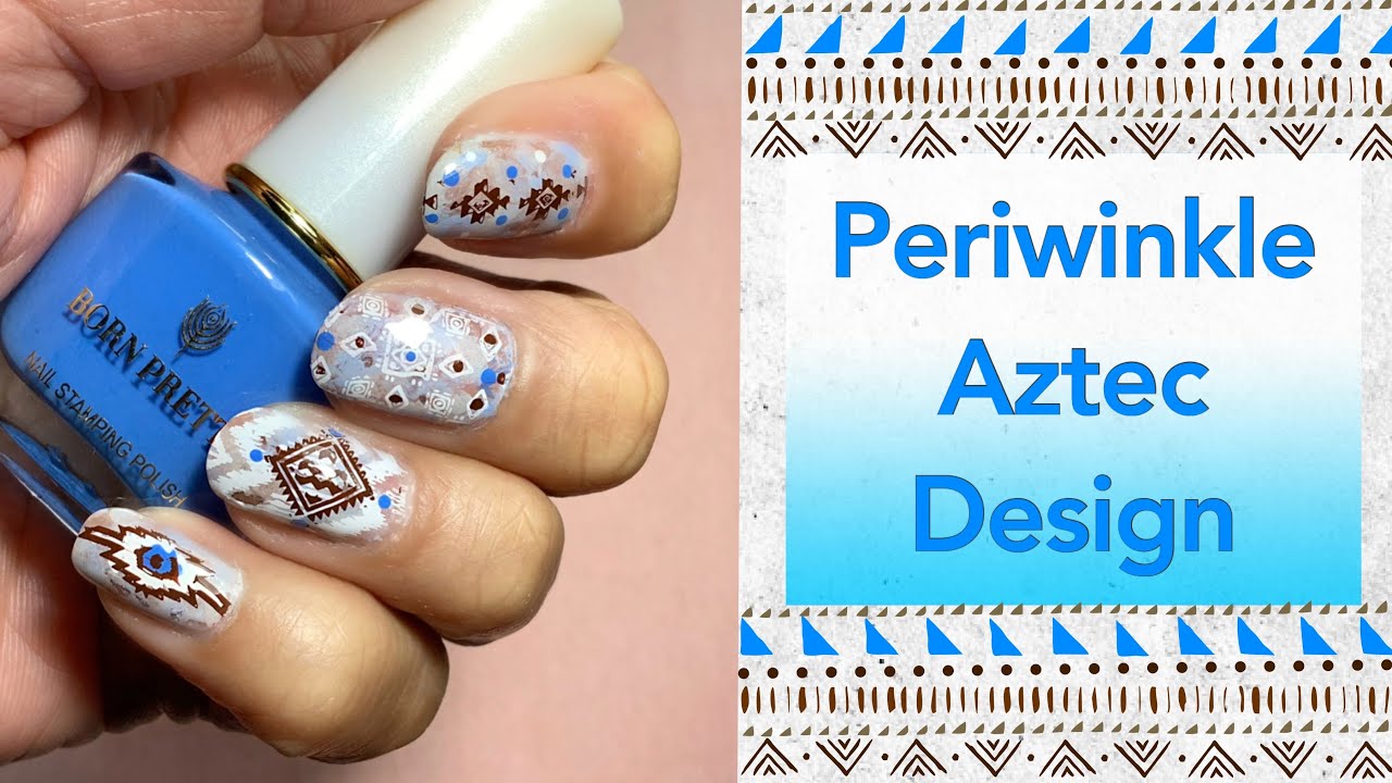 Periwinkle Aztec Mani || Born Pretty Store || 20% Discount Code MMX20