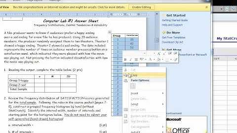 Entering Data into StatCrunch