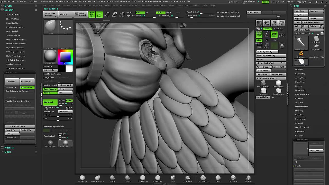 zbrush creating inset mesh with color
