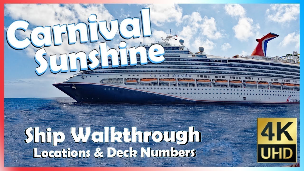 Carnival Sunshine Ship Walkthrough, Atrium, Entertainment, Food, Shopping, and Restaurant Areas. 4K