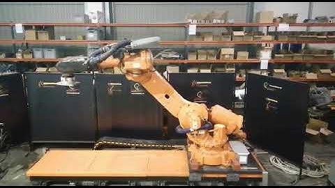 Industrial robot ABB IRB6640 on a linear track at Eurobots