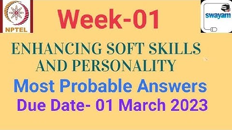 NPTEL 2023 | Enhancing Soft Skills and Personality | Assignment-01| Most Probable Answers| #nptel
