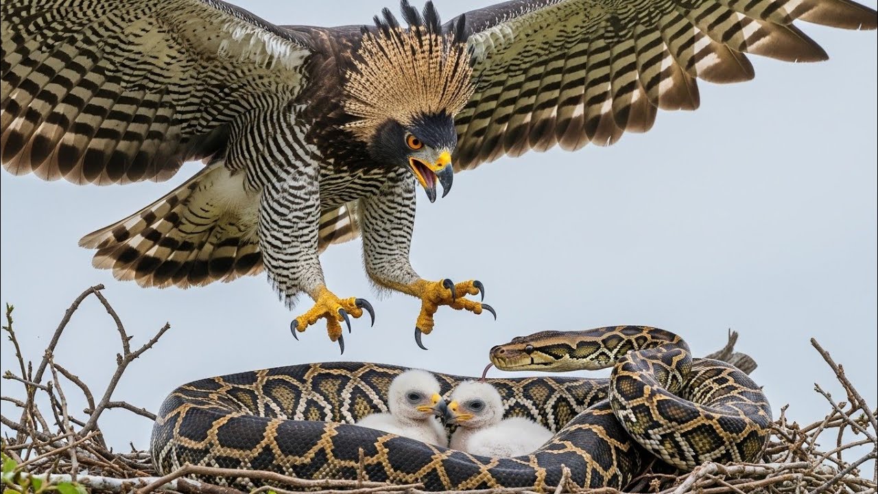 This Mother Eagle Fights A Giant Python To Save Her Chicks… What ...