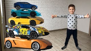 Lamborghini staged a quest. We are looking for new cars. Video for kids.