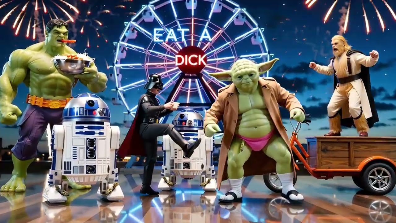 Homemade Star Wars AI slop featuring Yoda wearing flip-flops and socks at the same time.