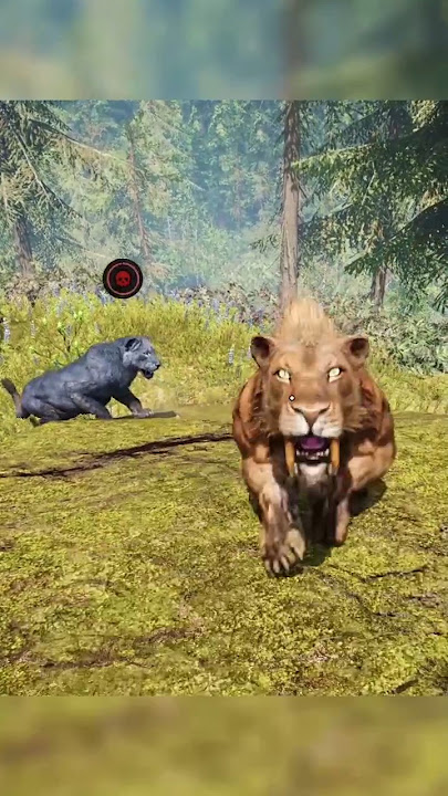 Rare Black Lion 🦁 VS Sabertooth Tiger | stone Age 🪨| far cry primal #shorts #gaming