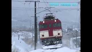 磐越西線　安子ヶ島－喜久田　ED75貨物列車（ワム80000）