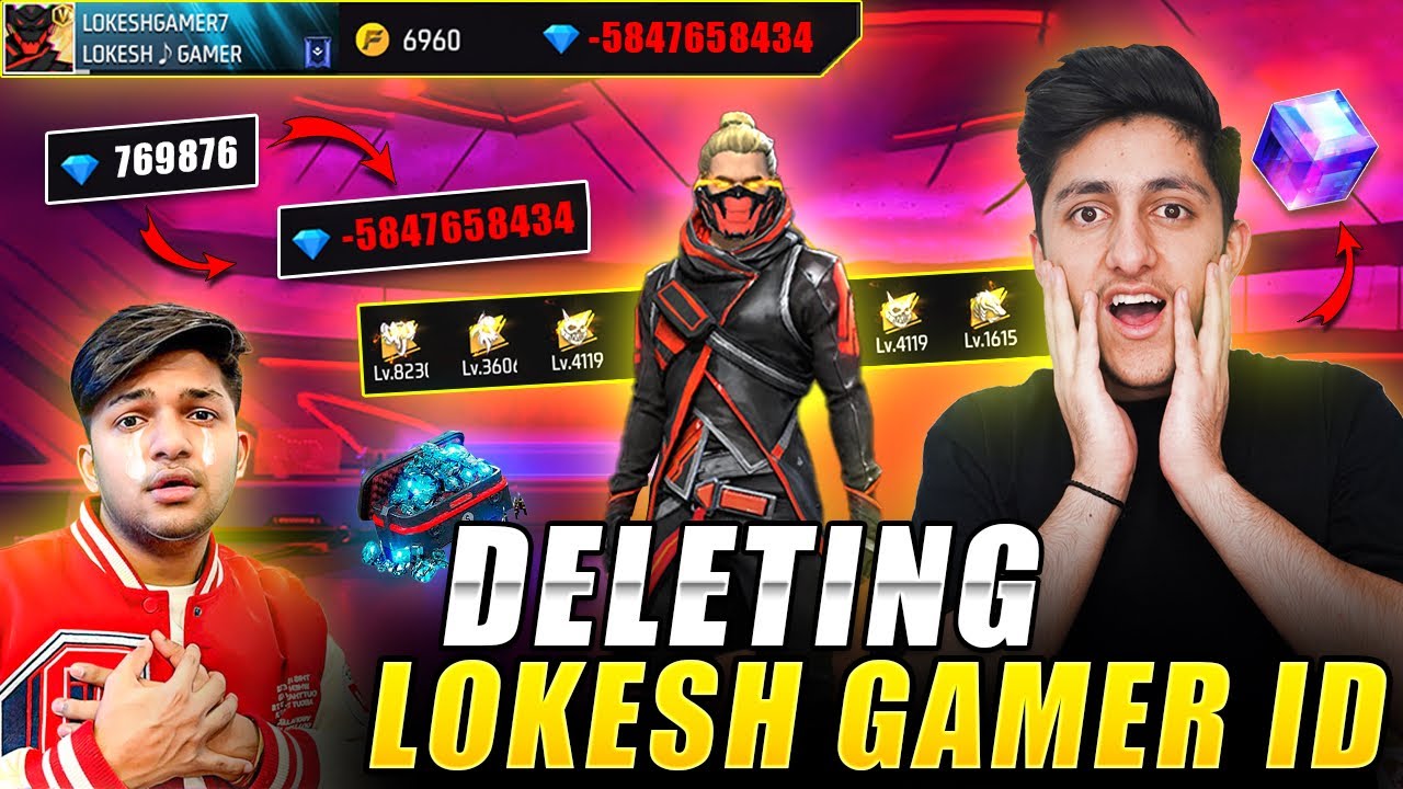 Deleting Lokesh Gamer Account Id Hack Prank 😂Wasting 50,000 Diamonds - Garena Free Fire