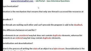 java synchronization serialization interview question interviewdot