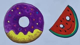 Easy Drawing Donuts And Coloring For Kids YouTube