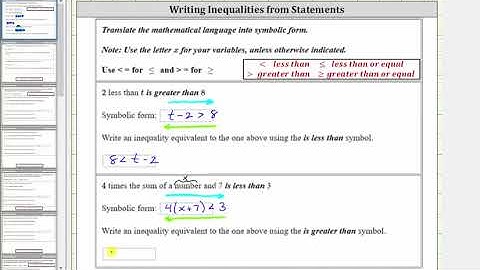 Write Inequalities and Equivalent Inequalities From Statements
