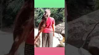  Unseen & Coolest Bun Drop Of Heavy Long Hairs on Bank of a River with Beautiful Music #ShortVideo