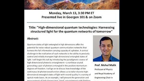 High-dimensional quantum technologies: Harnessing structured light for quantum networks of tomorrow.