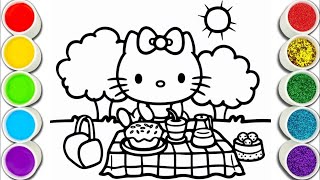 Hello Kitty Picnic Drawing, Painting & Coloring For Kids and Toddlers_ Child Art