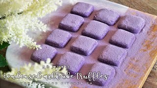 *NO MUSIC* 2-Ingredient Condensed Milk Ube Truffles | Cooking Sounds