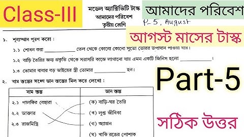 model activity task class 3 amader poribesh science part 5 august