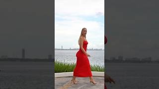 Stunning Red Dress Summer Fashion Style For Women Resimi