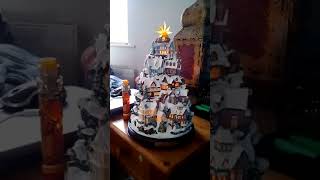 Thomas kinkade illuminated village tabletop Christmas tree