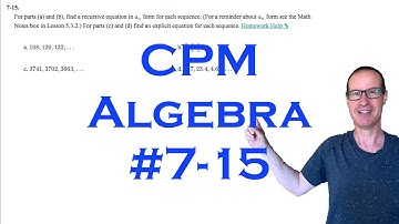 CPM Algebra Chapter 7 Problem 15