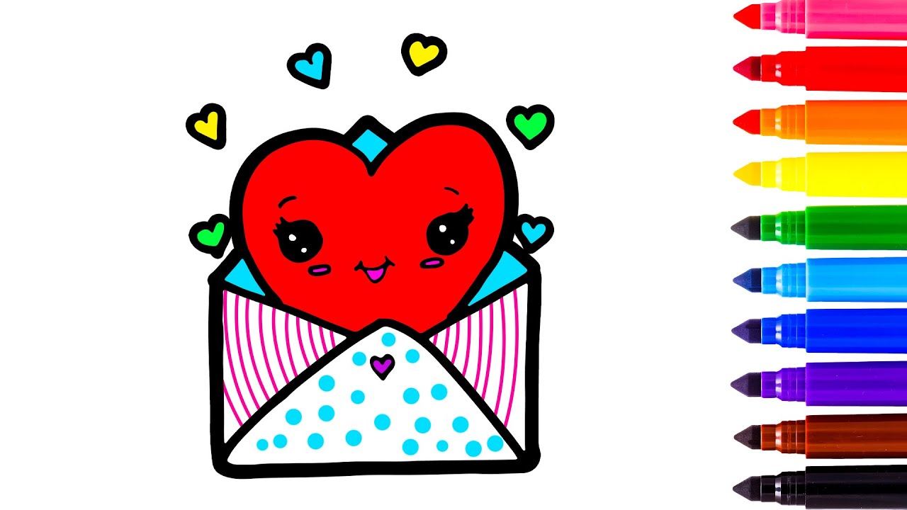 How to Draw Cute Envelope with Love Hearts ️ | Fun Drawing for Kids ...