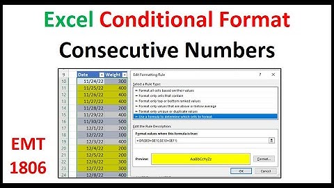 Conditional Formatting for Consecutive Numbers with Logical Formula. Excel Magic Trick 1806