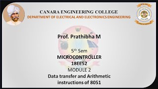 VTU MC 18EE52 M2 L2 Data transfer and Arithmetic instructions of 8051