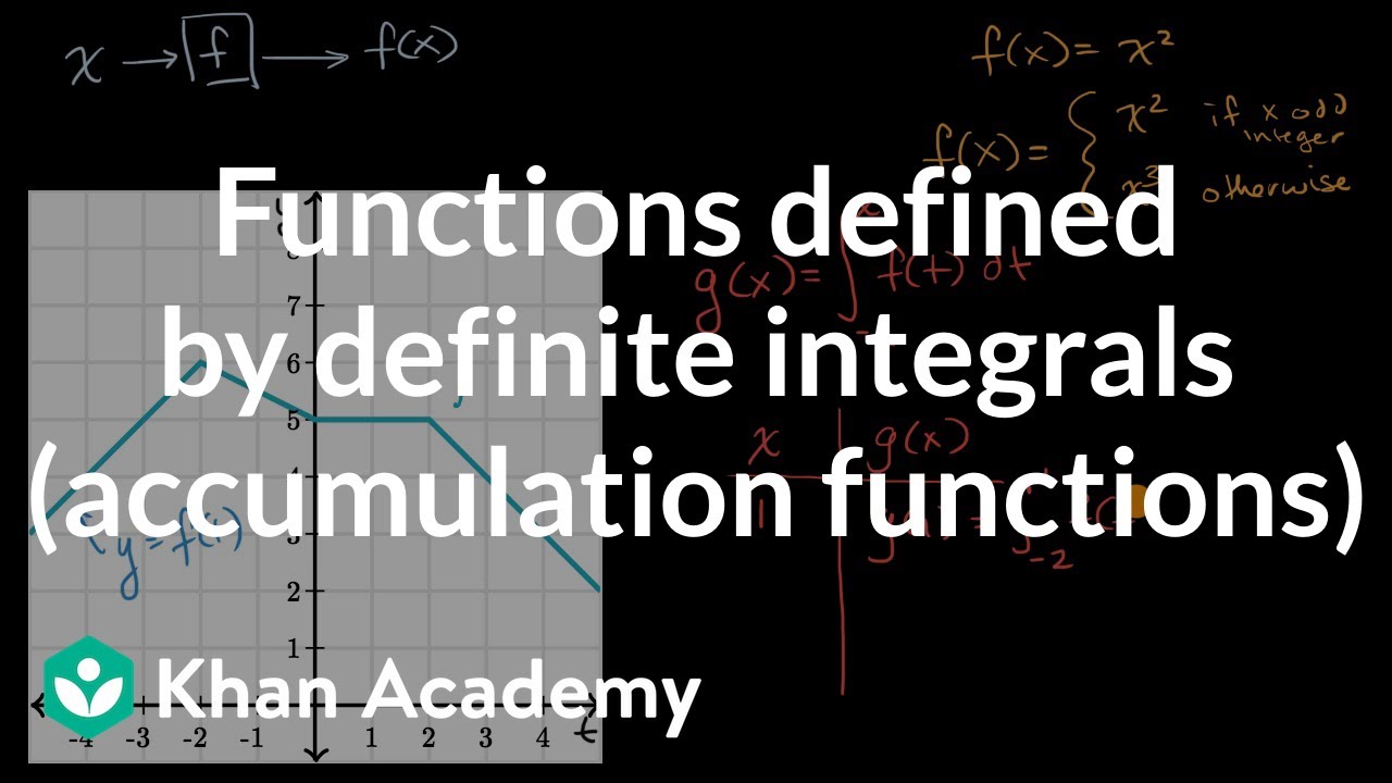 Functions Defined By Definite Integrals Accumulation Functions Video Khan Academy