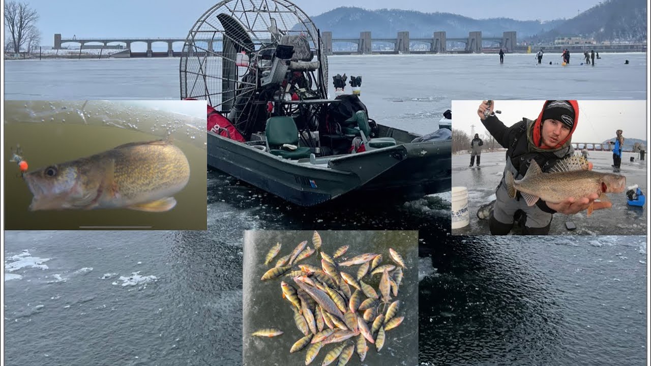 Mississippi River Dam Multiple species Icefishing UNDERWATER FOOTAGE