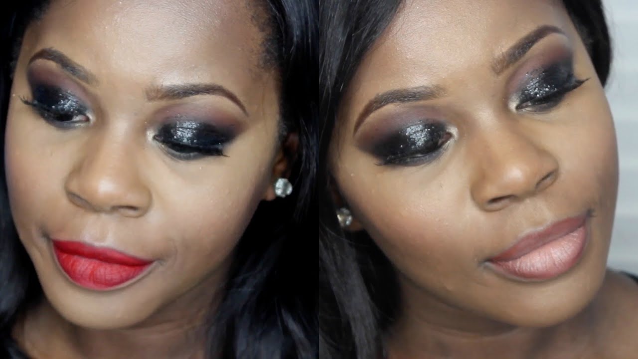 Black Glitter Smokey Eye Tutorial + 5 Lip Options BeautifulEntity