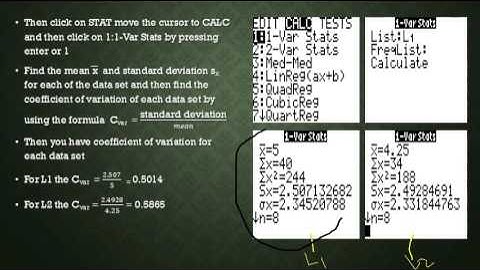 Coefficient of variation for more than one data set using TI 83/TI 84 Calc