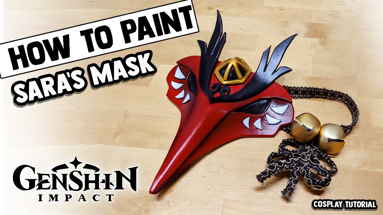 How to Paint Kujou Sara's Mask from Genshin Impact- DIY Airbrush Painting Cosplay Tutorial