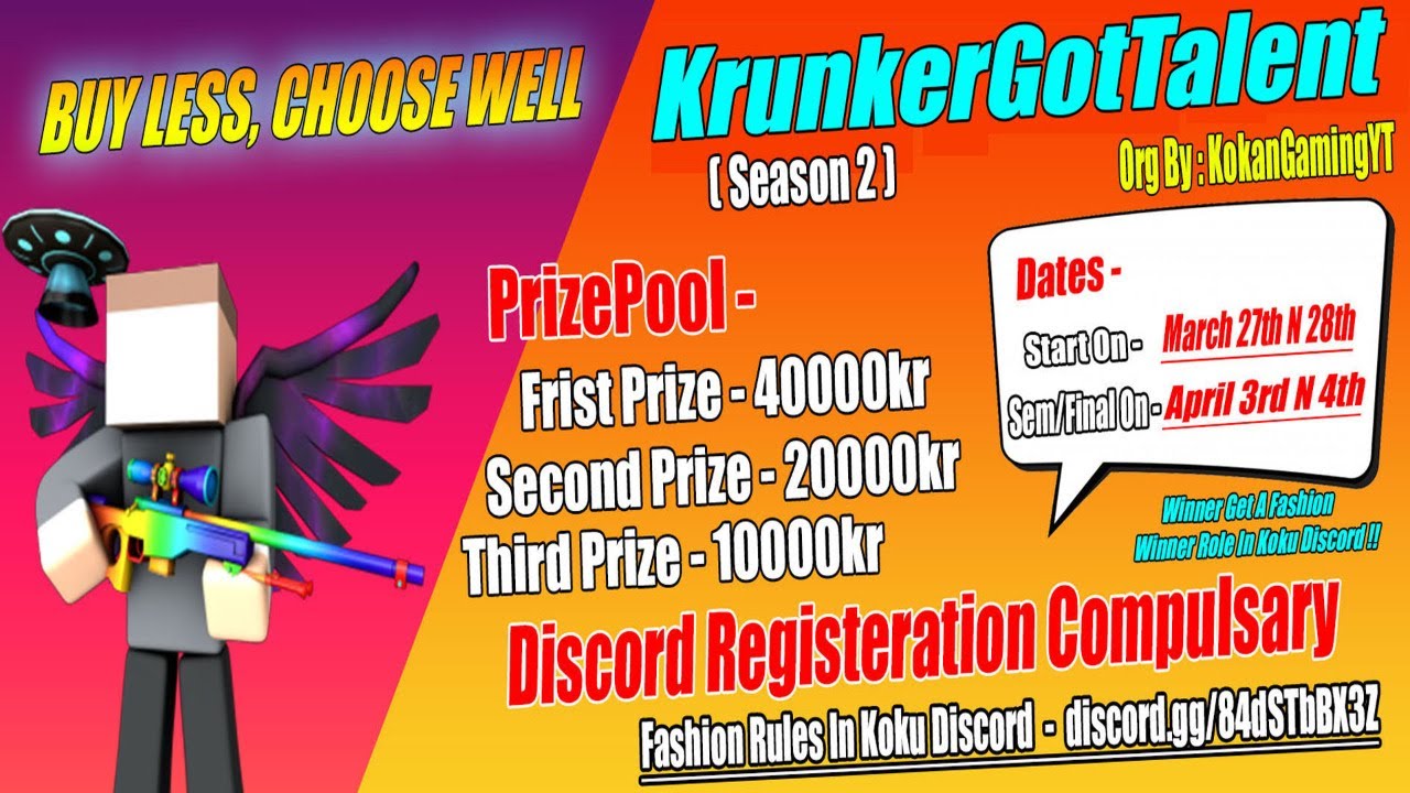 KrunkerGotTalent ( Season 2 ) Sponsor Needed For Fashion Show !register