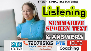 PTE listening Summarize Spoken Text practice with Answers 2023 PTE Academy
