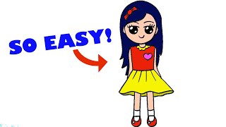 how to draw a girl with long hair girl drawing easy step by step easy version easy drawings