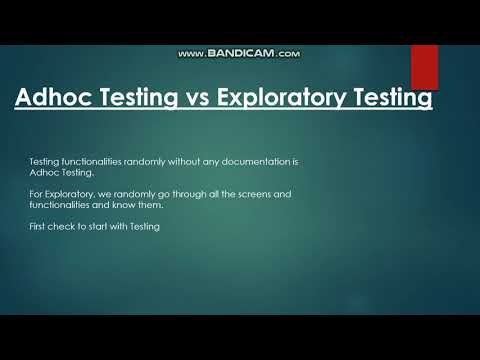 Video: Ano ang pagkakaiba sa pagitan ng exploratory testing at adhoc testing?