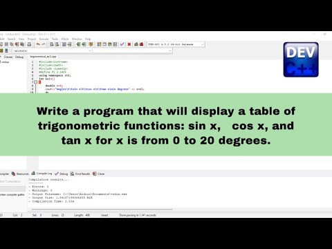 Lab Act 8 - #2 (Write a program that will display a table of trigonometric functions)