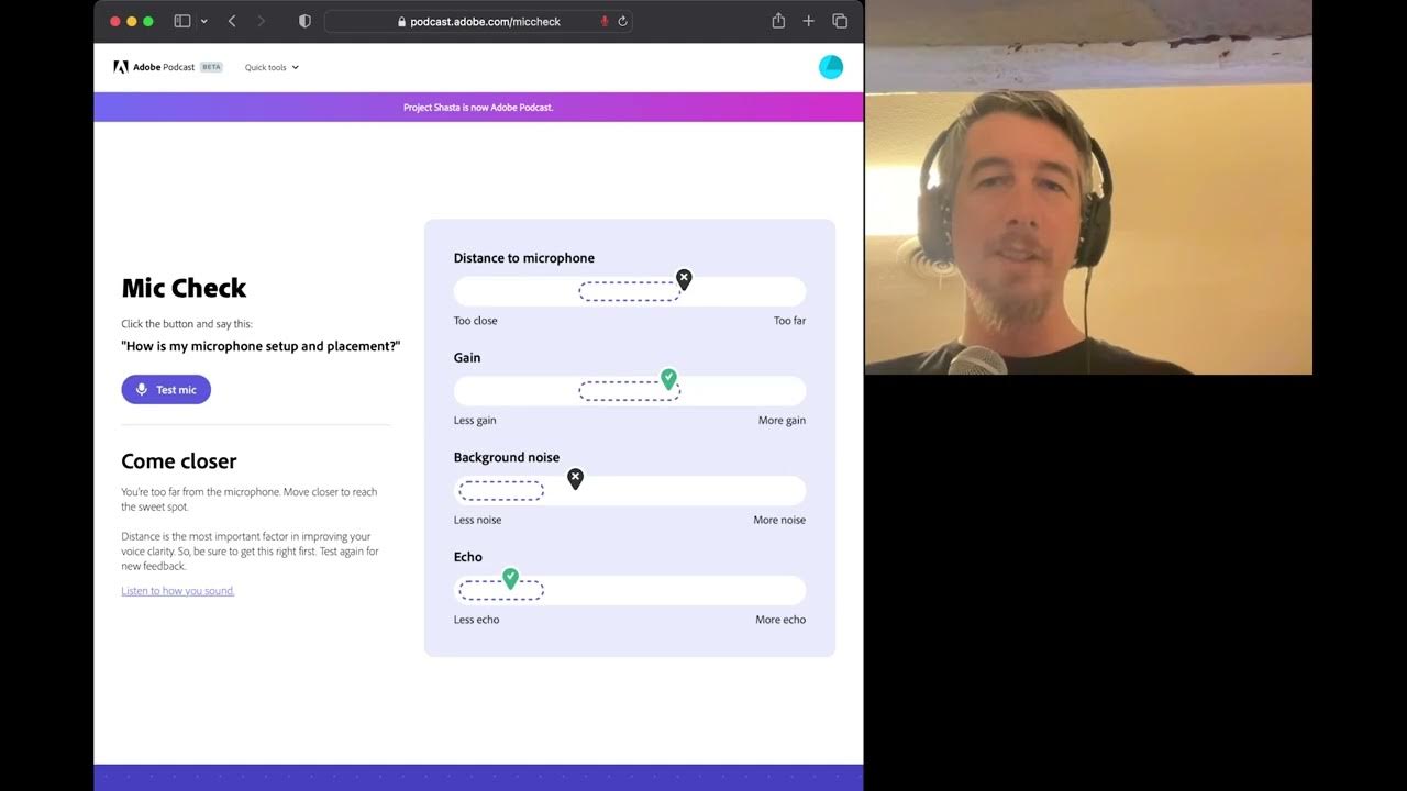 Playing with Adobe Podcast mic check tool YouTube