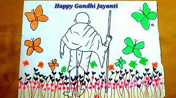 Tricolor gandhi jayanti drawing|Gandhiji drawing for kids|How to draw gandhi jayanti|Easy drawing