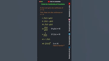 Tricks Related to Continuity of a Function #jeedailyconcepts #limitsandcontinuity